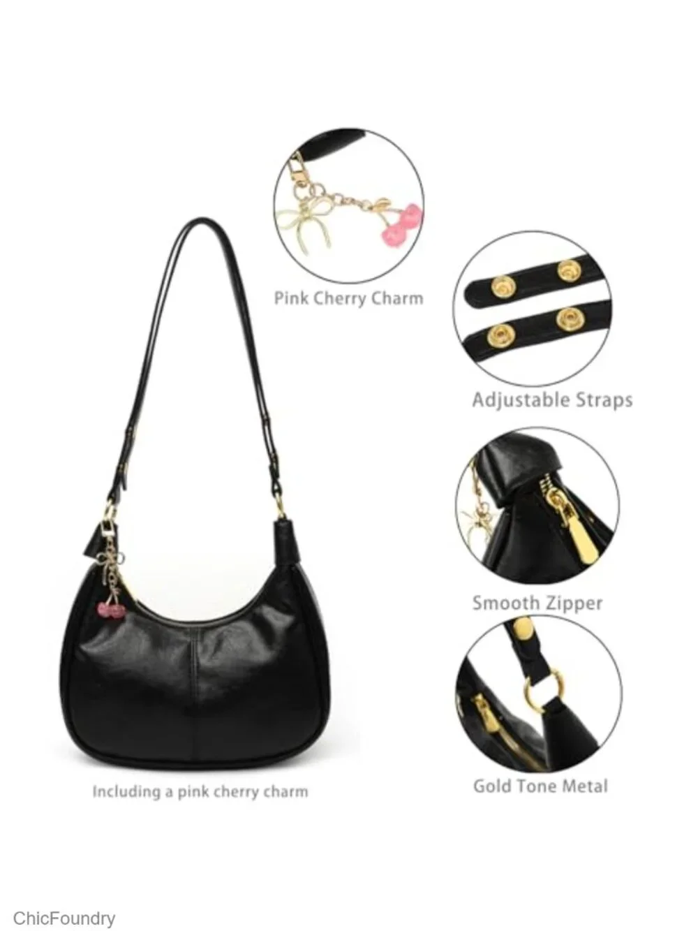 Crescent Shoulder Bag Women Vegan Leather Crossbody Hobo Underarm Purse